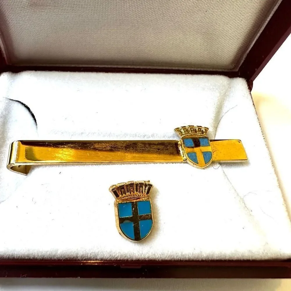 Ballou Religious Cross Tie Clip and pin in box